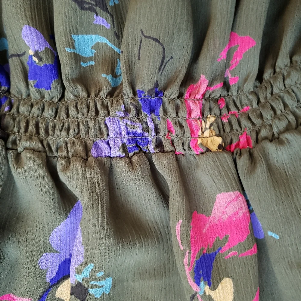 Sheer floral batwing sleeve top with free coordinating layering cami